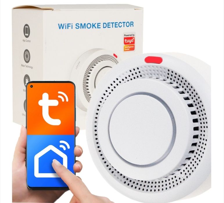 Безжичен детектор за дим, пожароизвестител, wifi аларма, tuya
