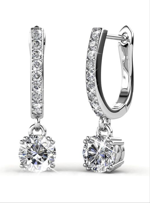 Cate & Chloe McKenzie 18k бяло злато инкрустирани обеци със Swarovski