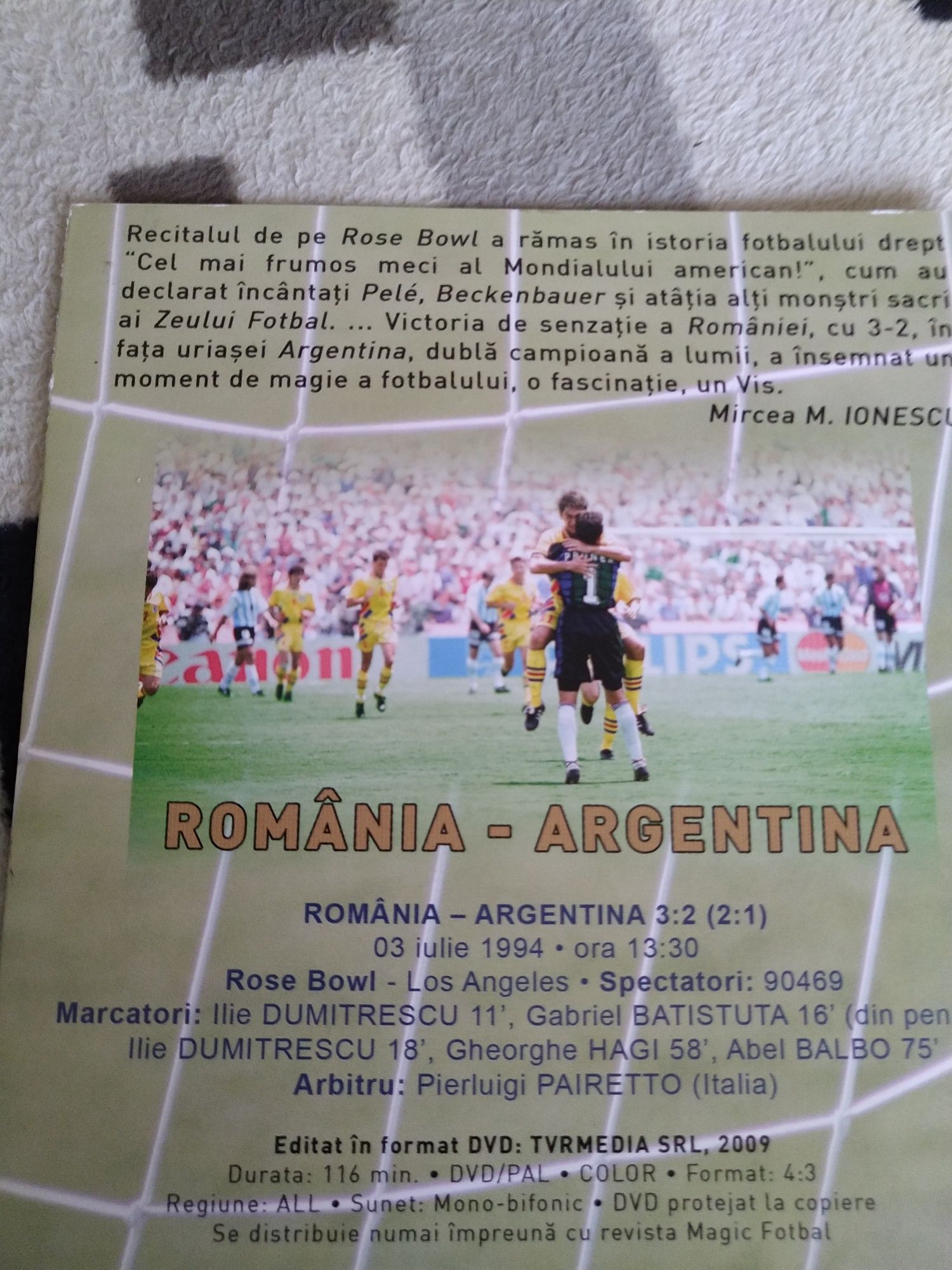 Dvd.uri fotbal Argentina, Anglia