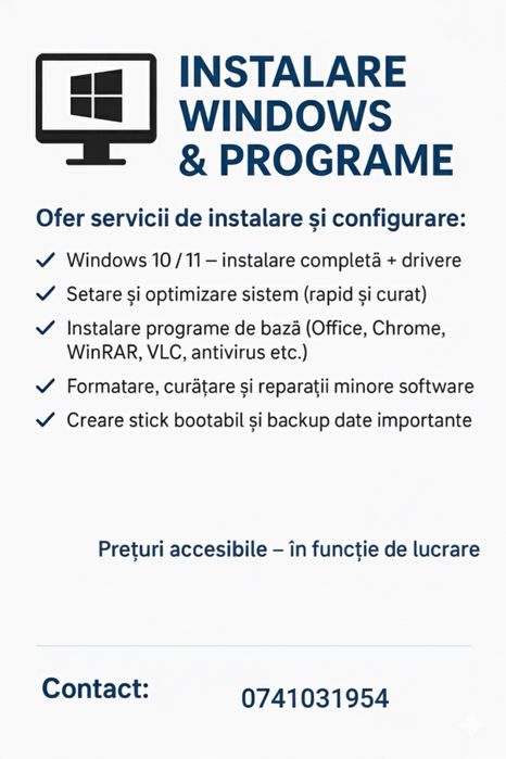 Instalez Windows & Programe Servicii IT