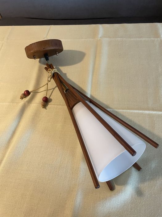 Lustra lemn cu abajur 3 becuri + lustra cu 1 bec