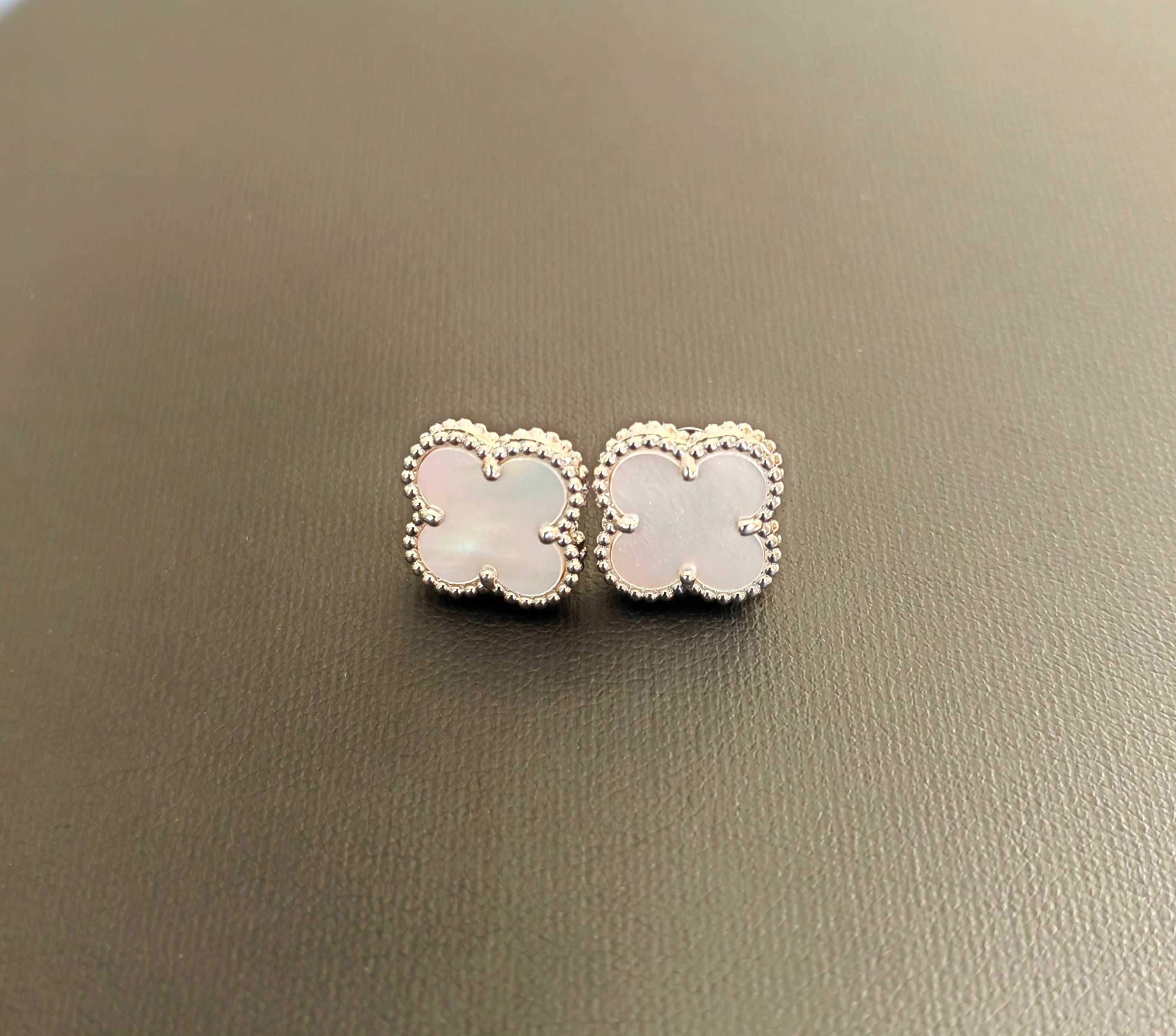 Сребърни обеци с бял седеф - Van Cleef & Arpels VCA Vintage Alhambra