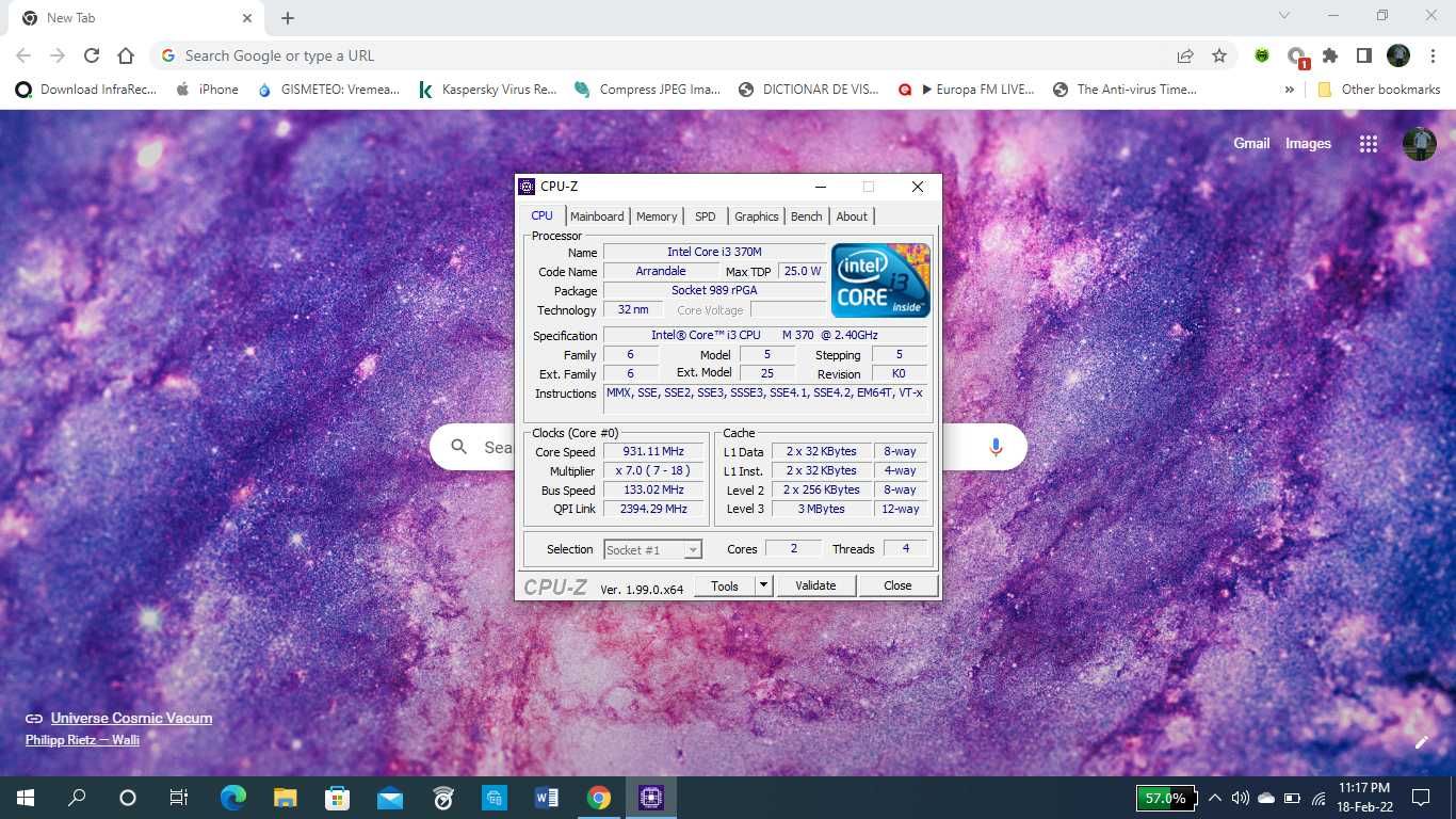 Procesor laptop intel i3 370M 2,40Ghz