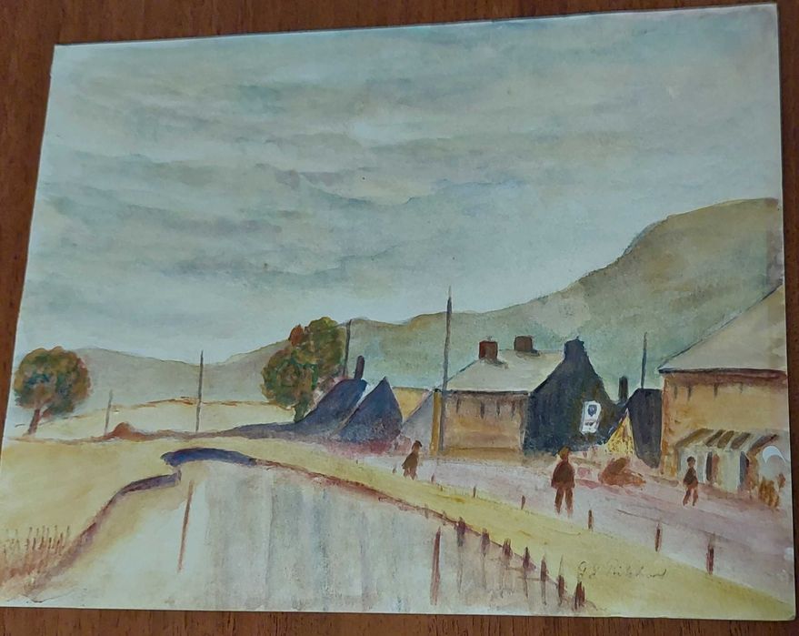 Pictura acuarela fata verso semnat si datat