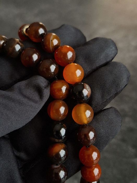 Премиальные чётки(тасбих) ручной работы из сердолика — 33 бусины