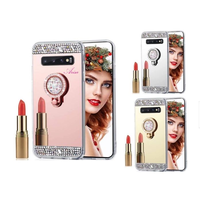 Husa oglinda, pietricele + inel pentru Samsung Galaxy S10+, S10 Plus