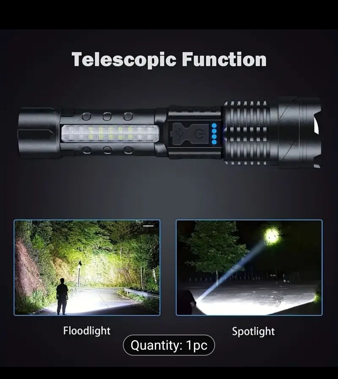 Ръчен LED фенер с USB зарядно