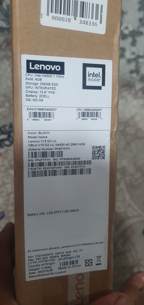 Lenovo V15 G 2 IJL N4500 8G 256G NOS