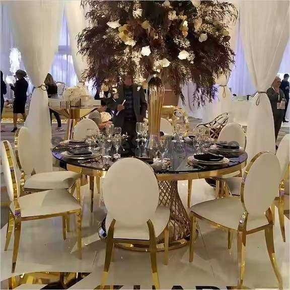 Masa (mese) lux aurie, restaurant, nunta, rotunda, 180cm, 10-12 pers.