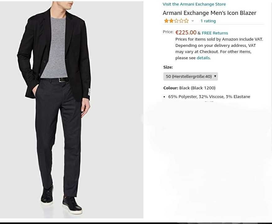 Оригинално мъжко сако Armani Exchange A/XMen's Icon Blazer 42-L ново!