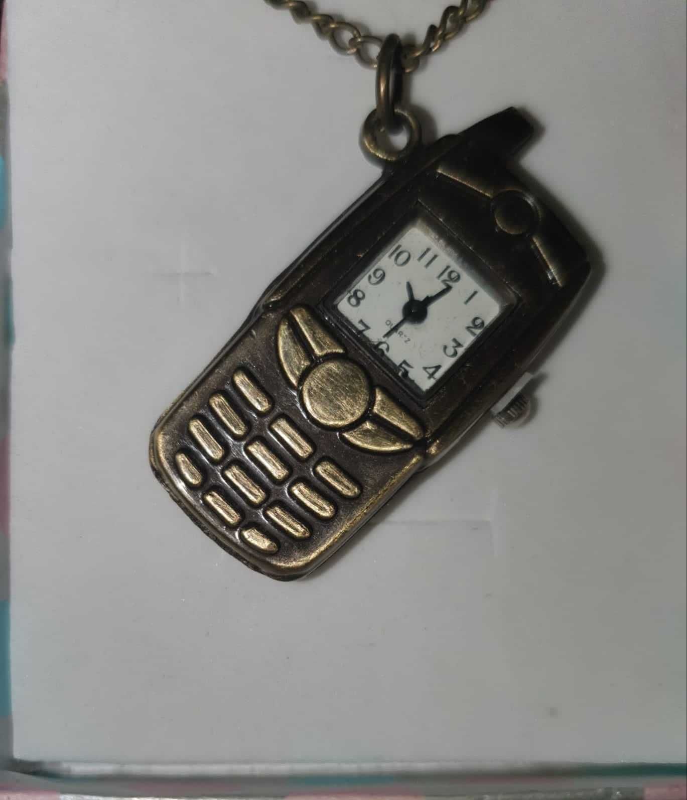 Pandantiv colier telefon Ceas de buzunar functional Retro Vintage