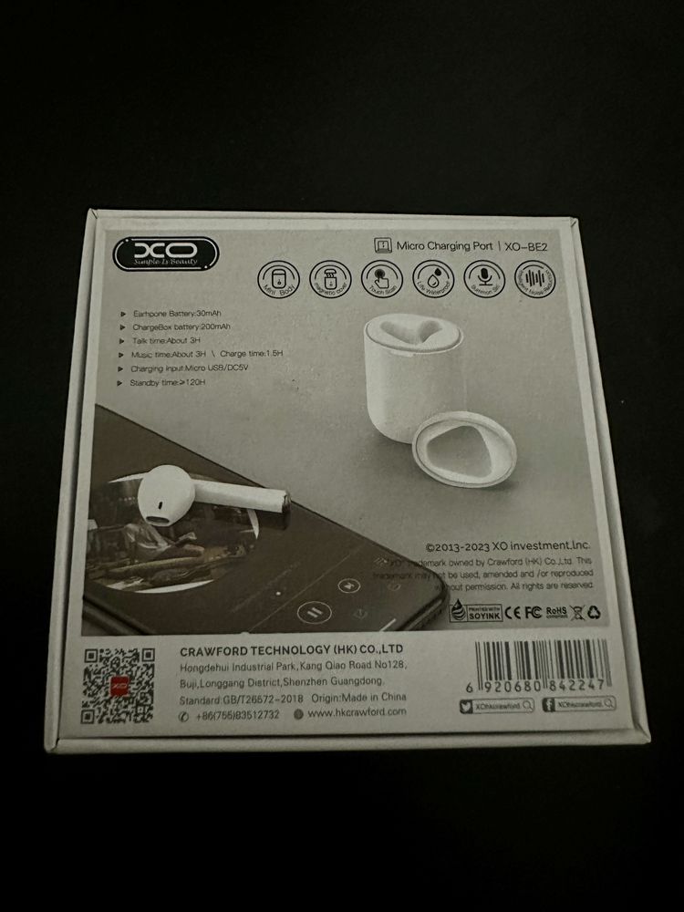 Handsfree Casca Bluetooth XO Design BE2 SinglePoint, alb