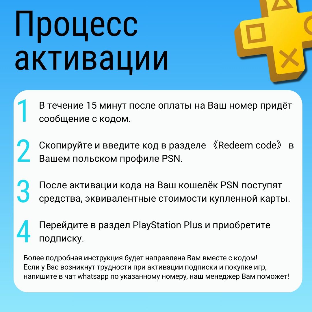 Карты пополнения Playstation, оформление подписки PlayStation Plus.