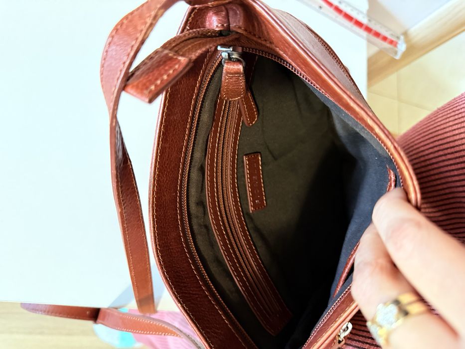 Кафява дамска чанта, естествена кожа, Fiorelli, италианска