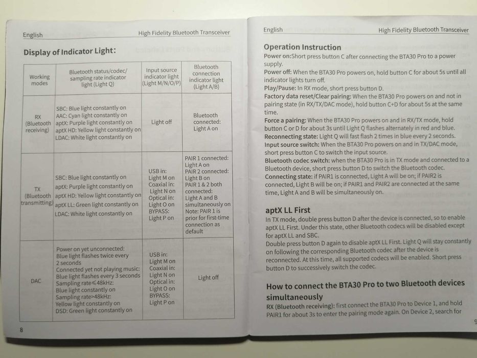 DAC Fiio BTA 30 Pro Bluetooth Nou plus accesorii, manual de utilizare