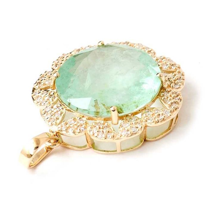 Висулка 14K жълто злато с аквамарин 4.72 ct и диаманти