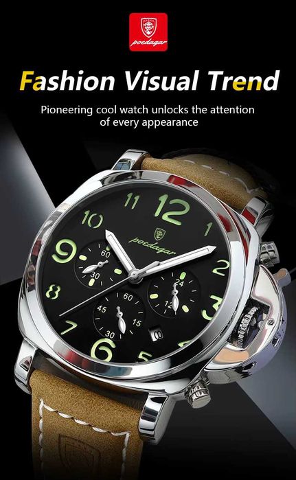 Ceas Poedagar Cronograf Cuarț 45 mm Stil Panerai Luminor