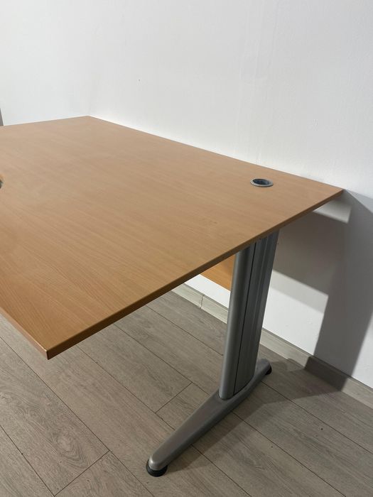 4 Buc. Birou Mare, Profesional, Lemn Stejar Deschis, Picioare Metalice