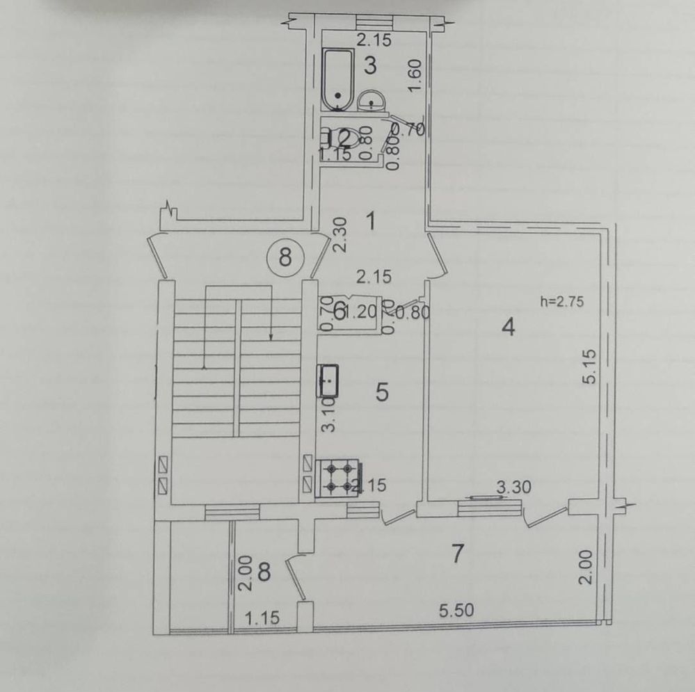 Квартира 1#2/4/4 Ц6 дом 77 серии, 48 квадратов