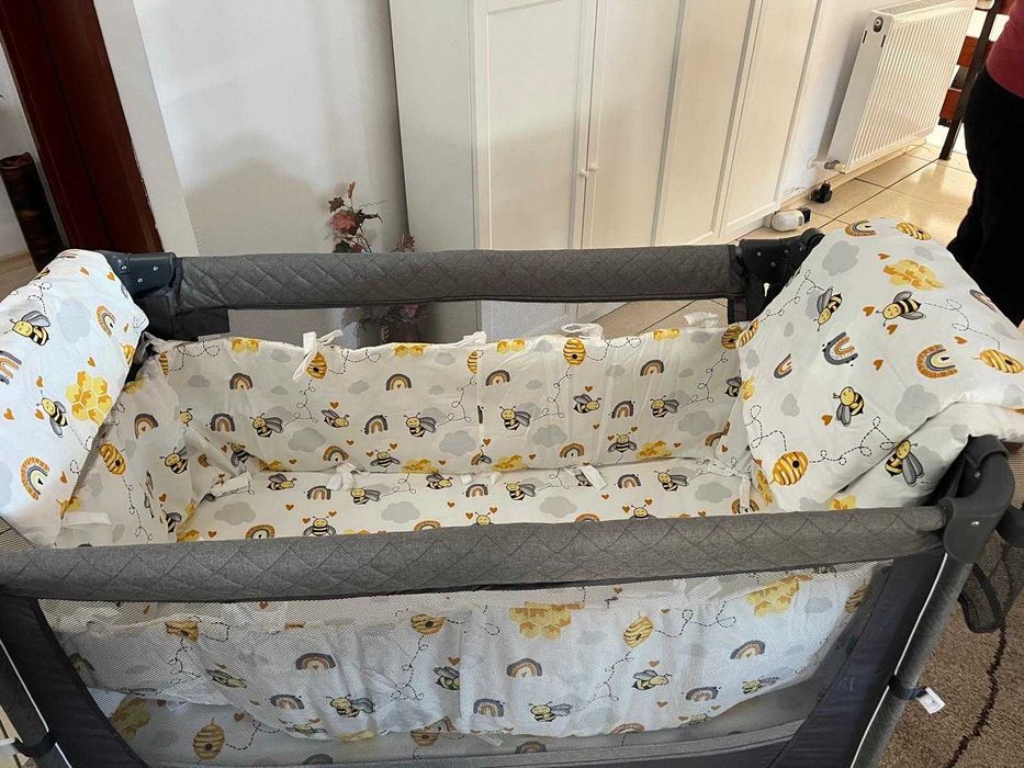 Patut co-sleeper Insieme, Greystone, Coccolle,+SALTEA+Lenjerie 5 piese