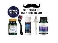 Set complet pentru cresterea barbii,Minoxidil,Dermaroller,vitamine...