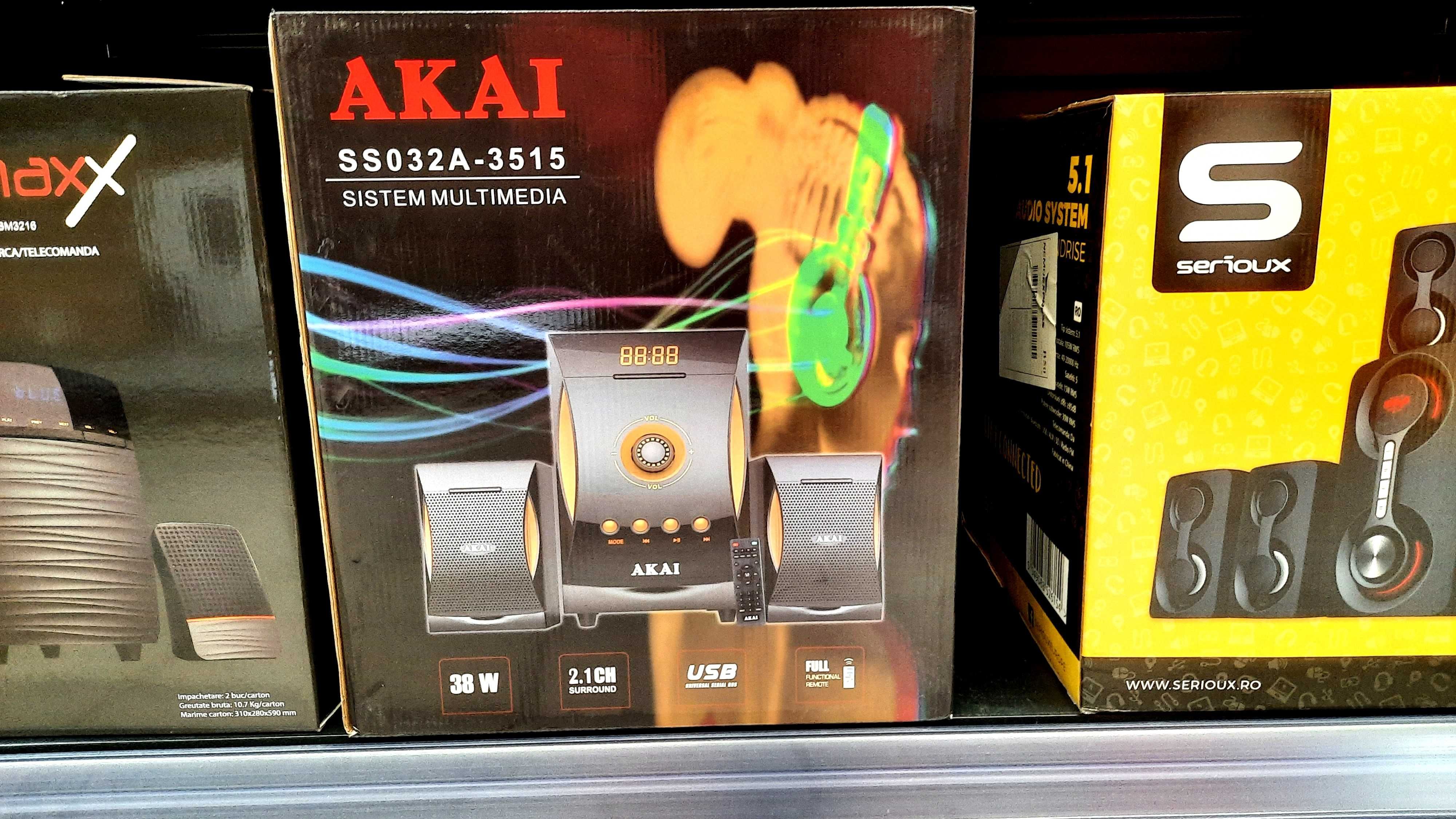 Super pentru orice auditie Sistem Audio AKAI 38 W, telecomanda, radio