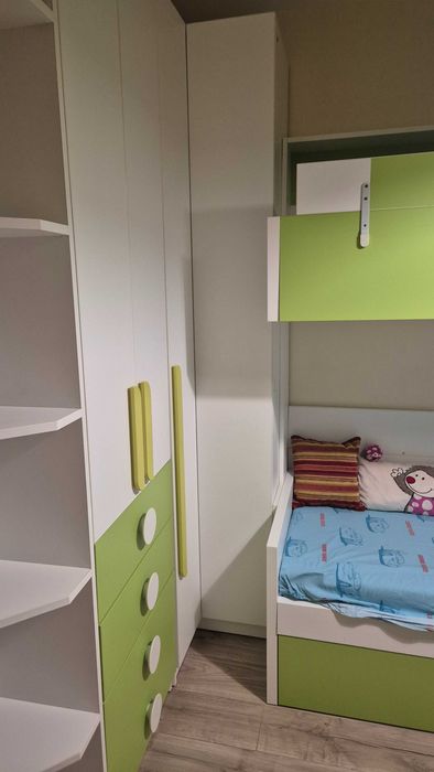 Dormitor complet copii, paturi supraetajate, saltele incluse