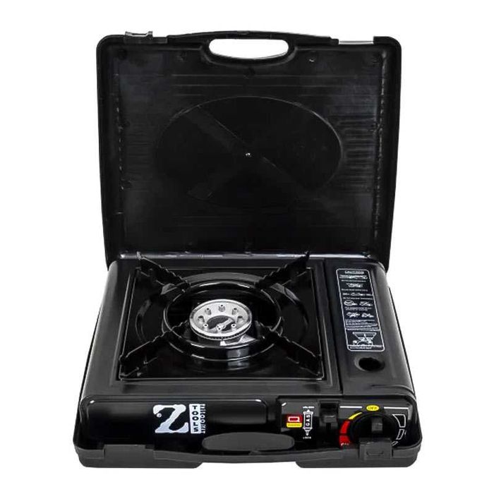 Къмпинг печка с автоматично запалване, спрей бутилка, черна