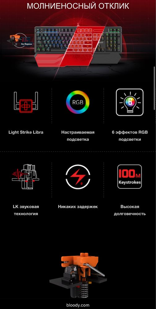 Профессиональная игровая клавиатура Bloody A4Tech B975 RGB-LED
