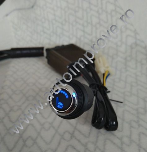 Kit Incalzire Scaune Fibra Carbon - buton 6 trepte LUXURY -albastru