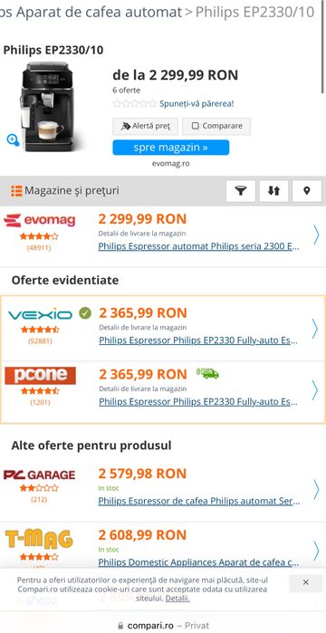 Espresor automat Philips seria 2300 , NOU , Sigilat ,EP2330/10 LatteGo