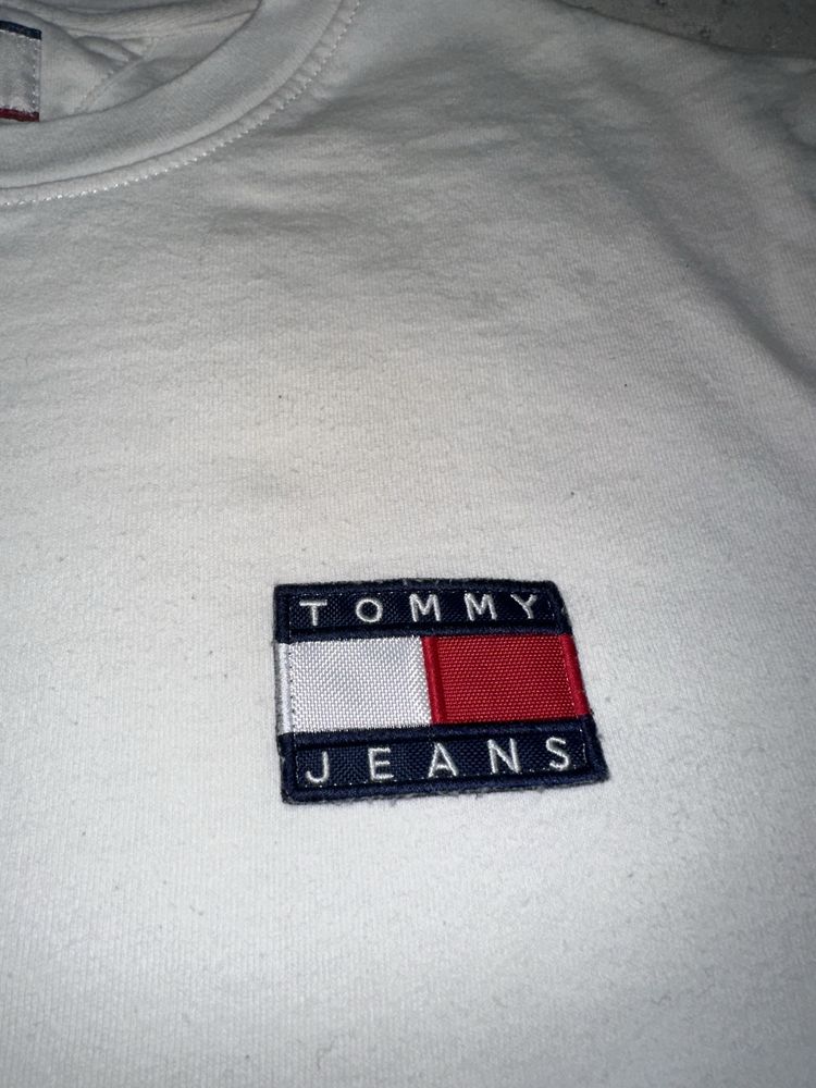 Tommy Jeans Men White Organic Cotton Jersey Badge T-Shirt