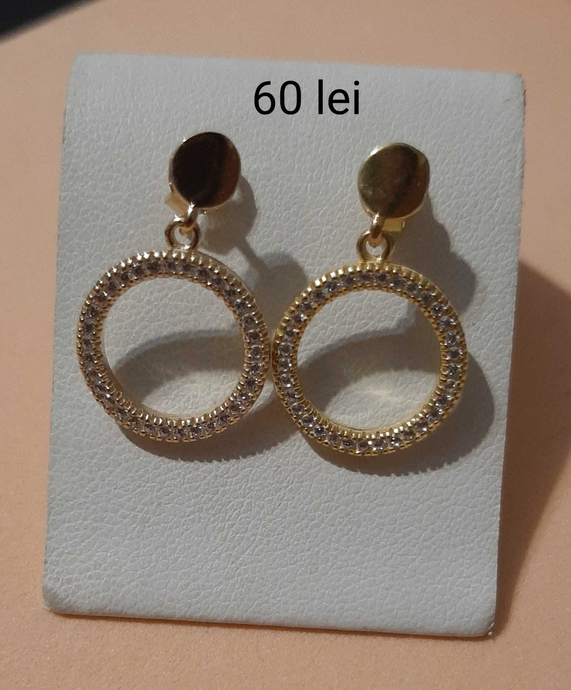 Cercei argint placat cu aur 14k