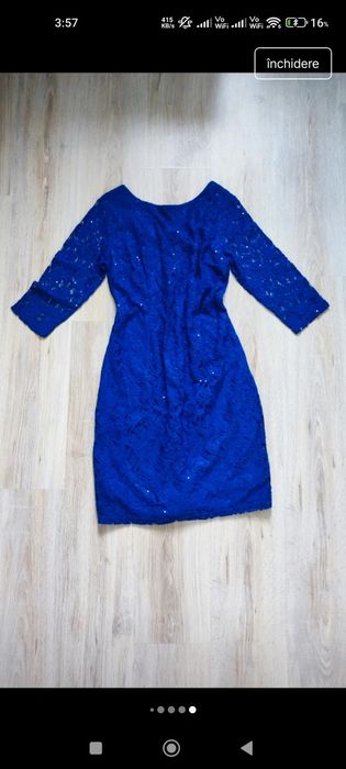 Rochie dantela elastica albastru regal M