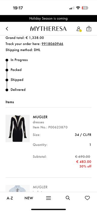 Mugler рокля размер 34FR