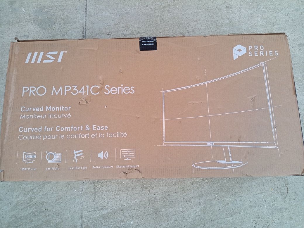 Monitor LED, MSI PRO MP341CQ VA, 34" UWQHD, Curved 1500R, 100 Hz