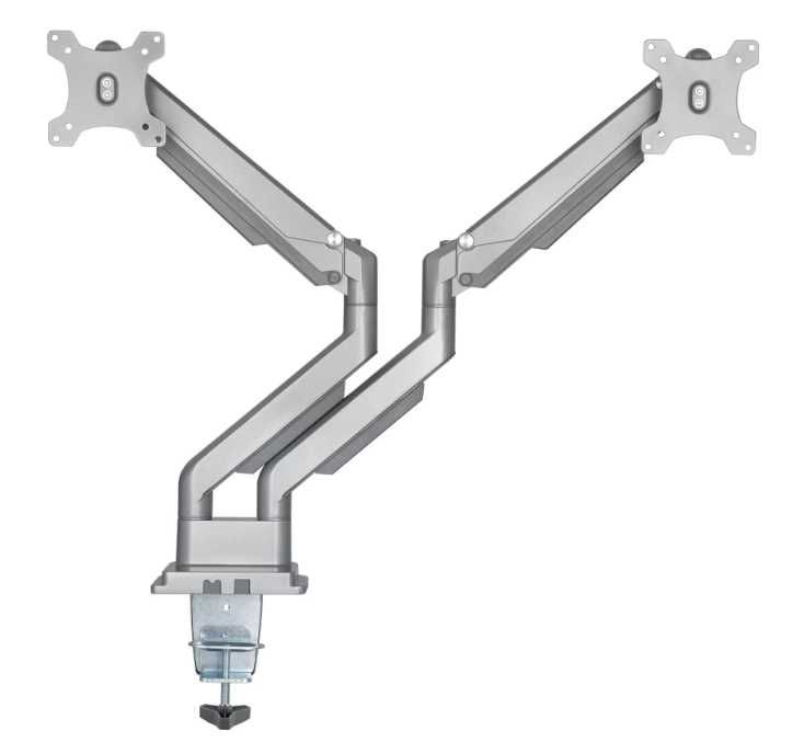 Suport birou 2 monitoare A+ SMLC24, gas spring, 17''-32'', Argintiu