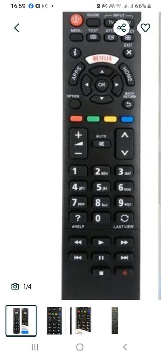 Telecomanda Panasonic Led cu Netflix RM -L1268. Nu merge la Dvd bluray