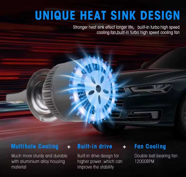 Set 2 LED-Uri Auto C6,H7, H1 Lumeni, 6500K,, 12-24V, COB