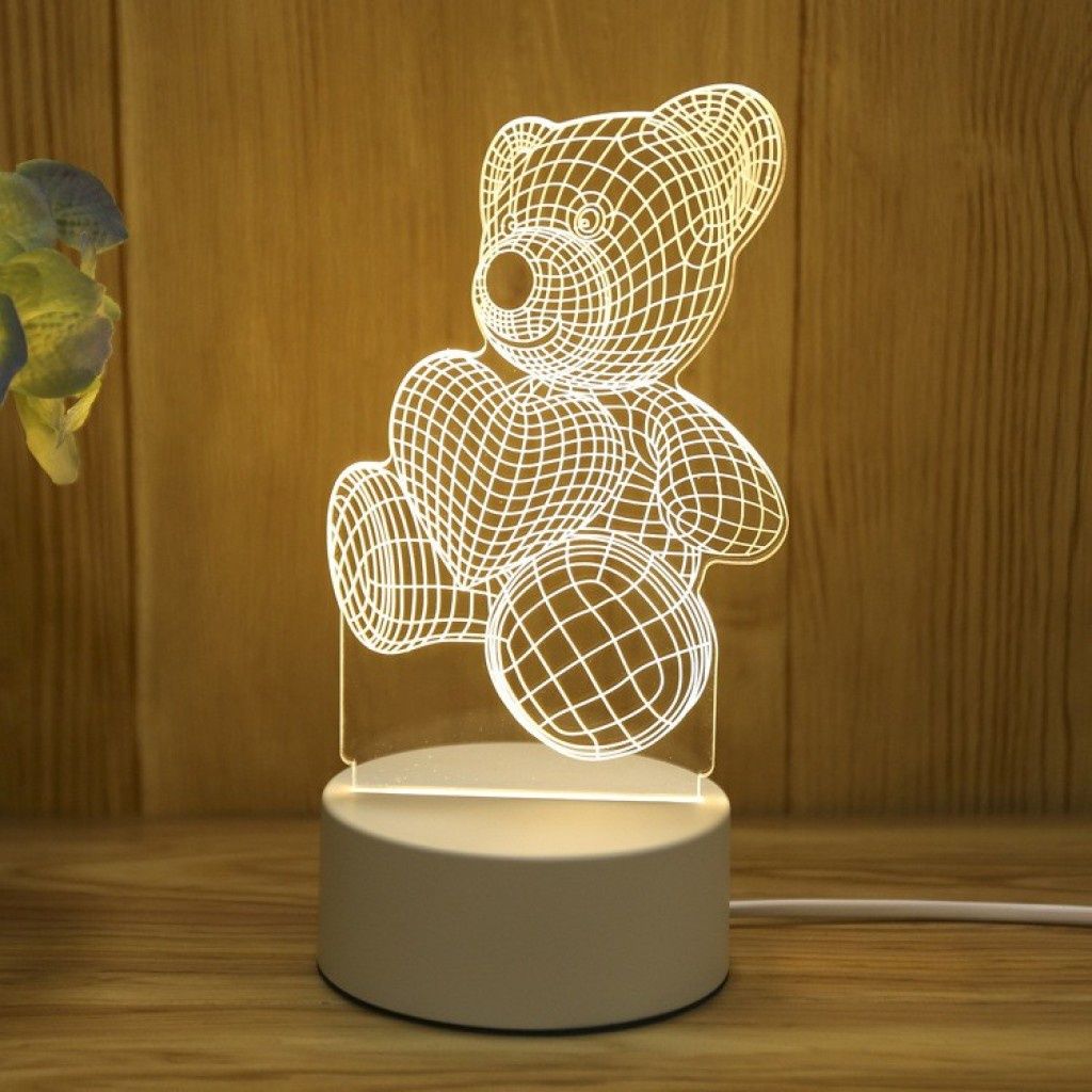 Холограмна 3D LED нощна лампа, 4W, 220V