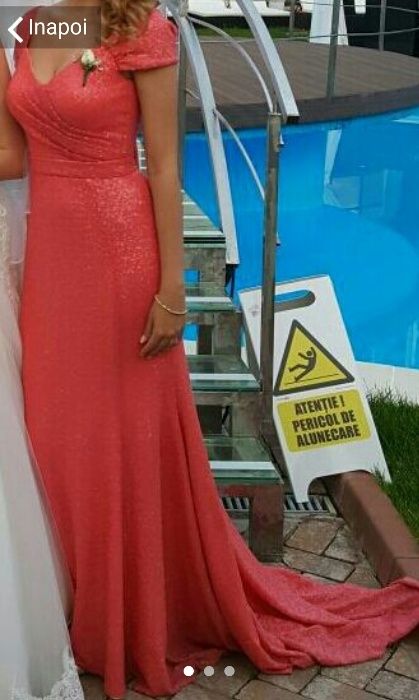 Rochie de seara somon paiete