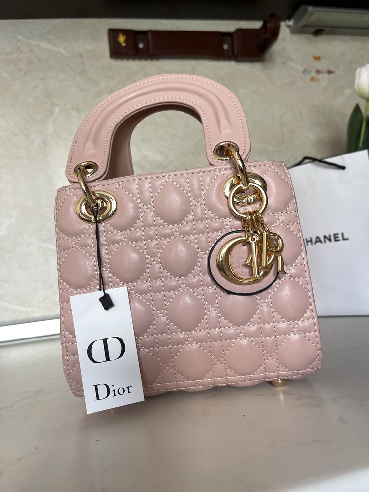 Чанта Lady Dior mini пудра