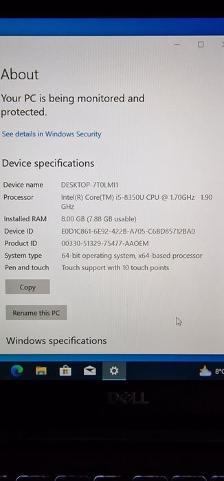 Laptop ultrabook Dell Latitude 7490, i5 gen 8,ssd 128gb,8 gb ram,