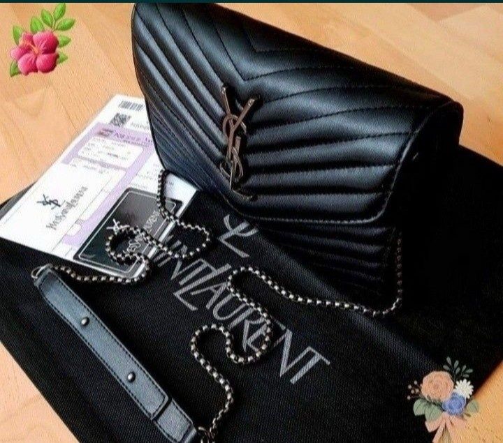 Geanta mini Ysl,accesorii metalice,model tip plic,saculet, etichetă