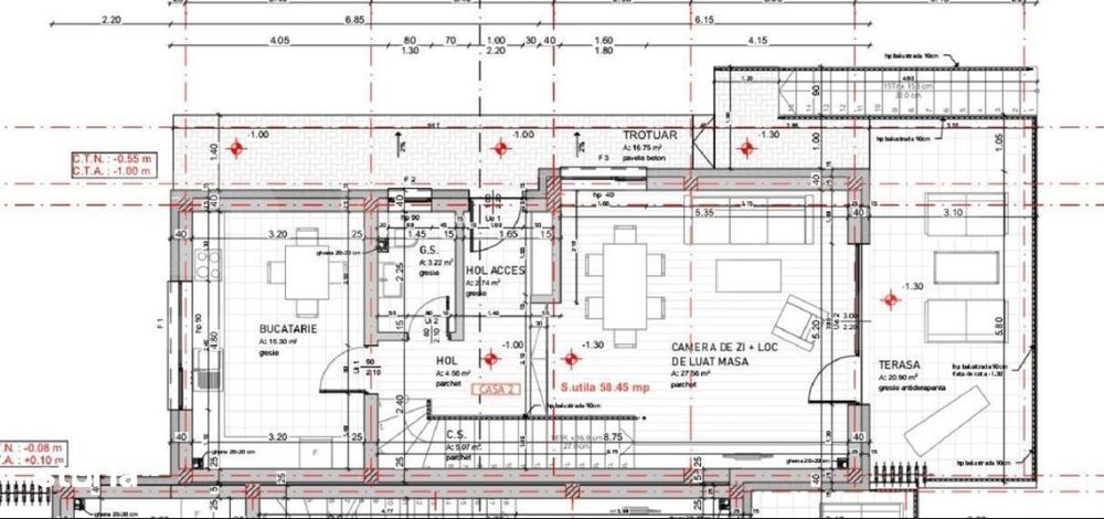 Casa tip duplex semifinisat, 5 camere, 180 mp utili, 270 teren, zona V
