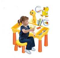 Детска масичка с проектор Дино и столче, Жълт цвят