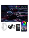 Kit Lumini Ambientale Auto 6 metri cu 5 canale, fir neon RGB Bluetooth