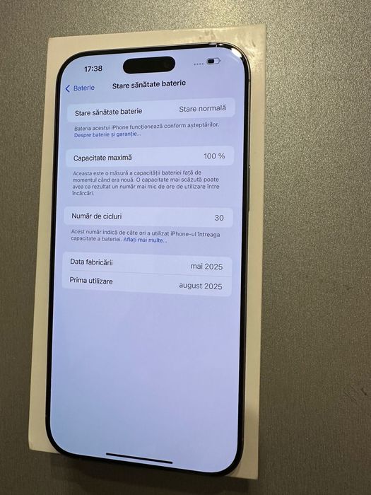 Magazin Vinde : Iphone 16 Pro Max 256gb 100% baterie