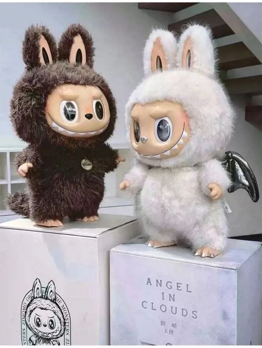 Голямо Лабубу Zimomo, Бяло/Кафяво, Labubu Zimomo 38см