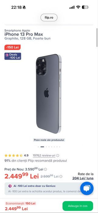 Iphone 13 Pro Max 128 Gb + husa piele